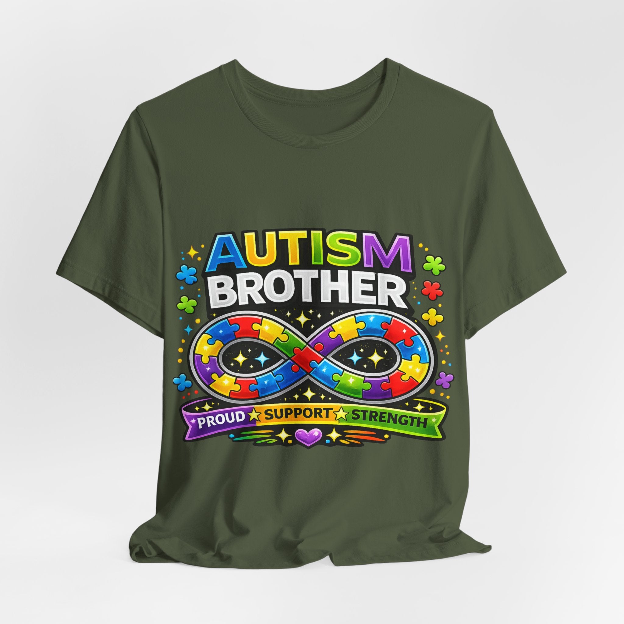Autism Brother Infinity Puzzle Ribbon T-Shirt | Proud Support Strength