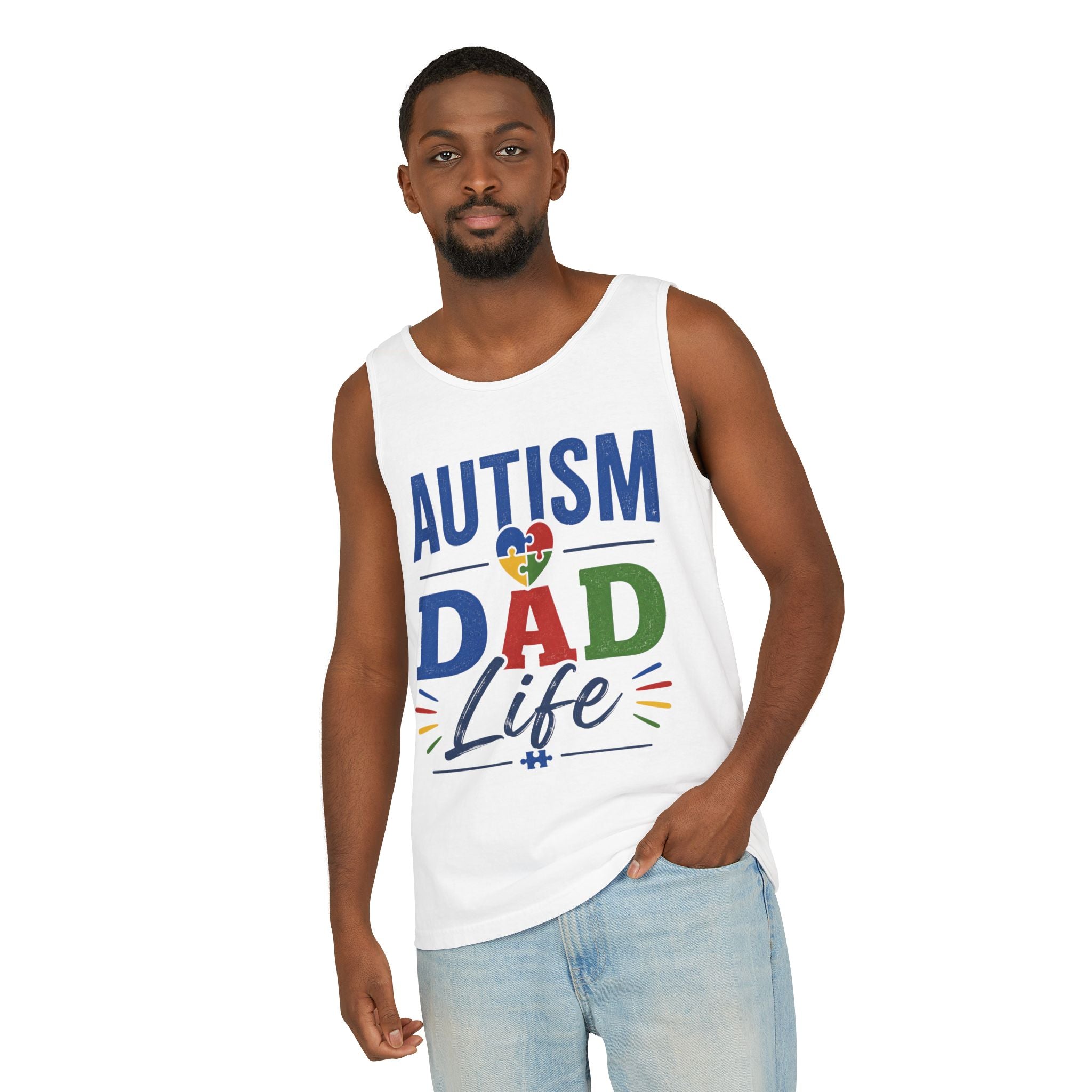 Autism Dad Life Tank Top | Awareness Puzzle Heart, Father Support