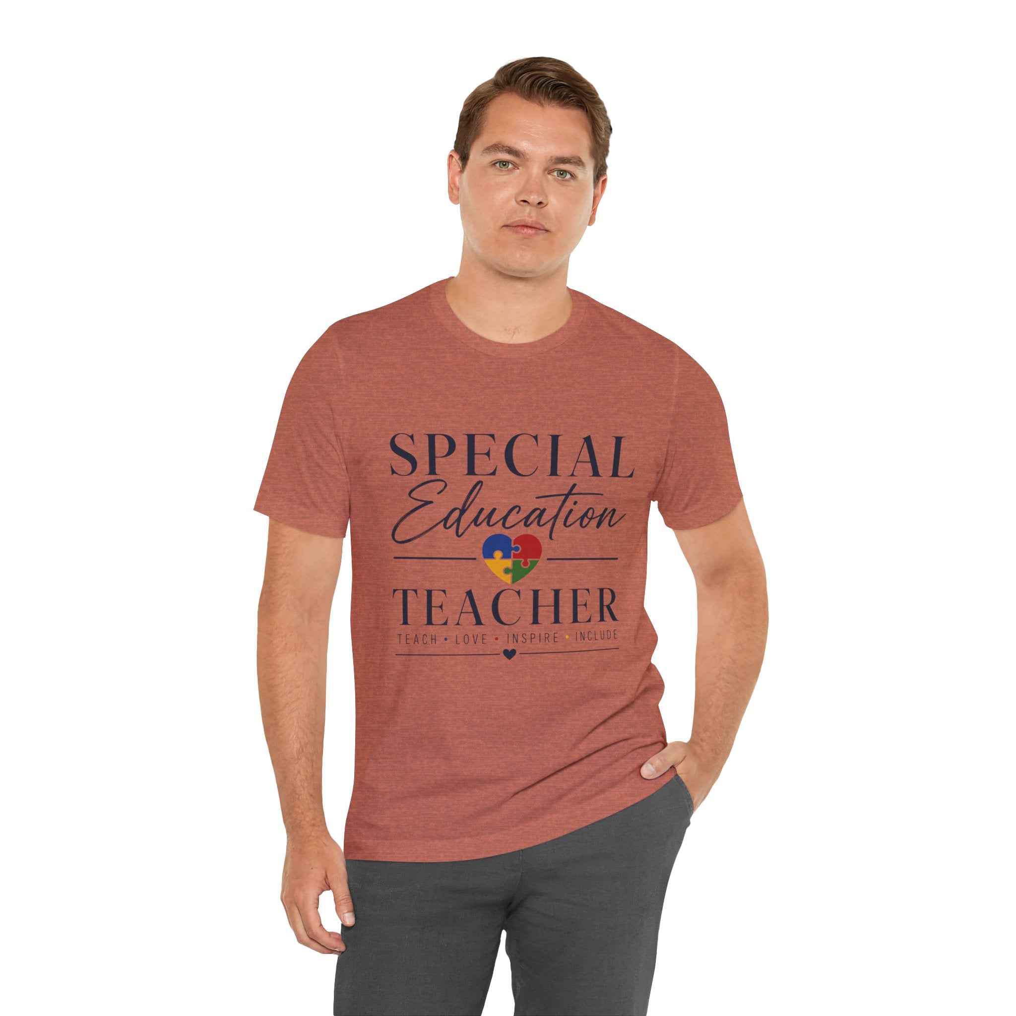 Special Education Teacher Shirt | Teach Love Inspire T-Shirt | Puzzle Heart Graphic Tee | Autism Acceptance Gift | Inclusive Teacher