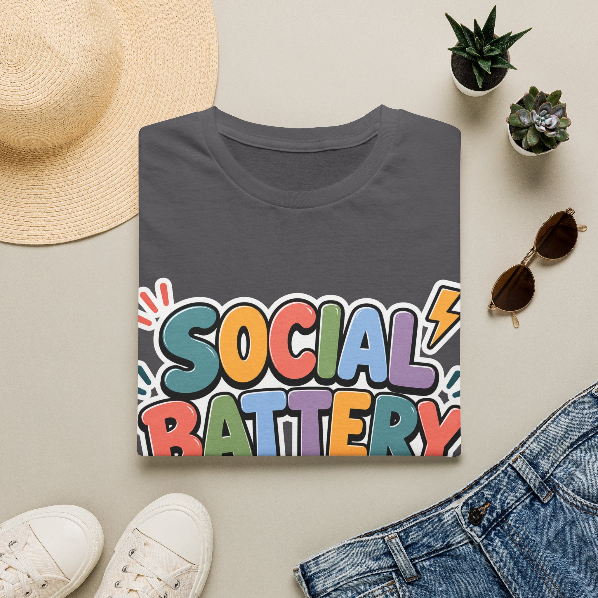 Social Battery Drained T-Shirt — Funny Introvert Graphic Tee