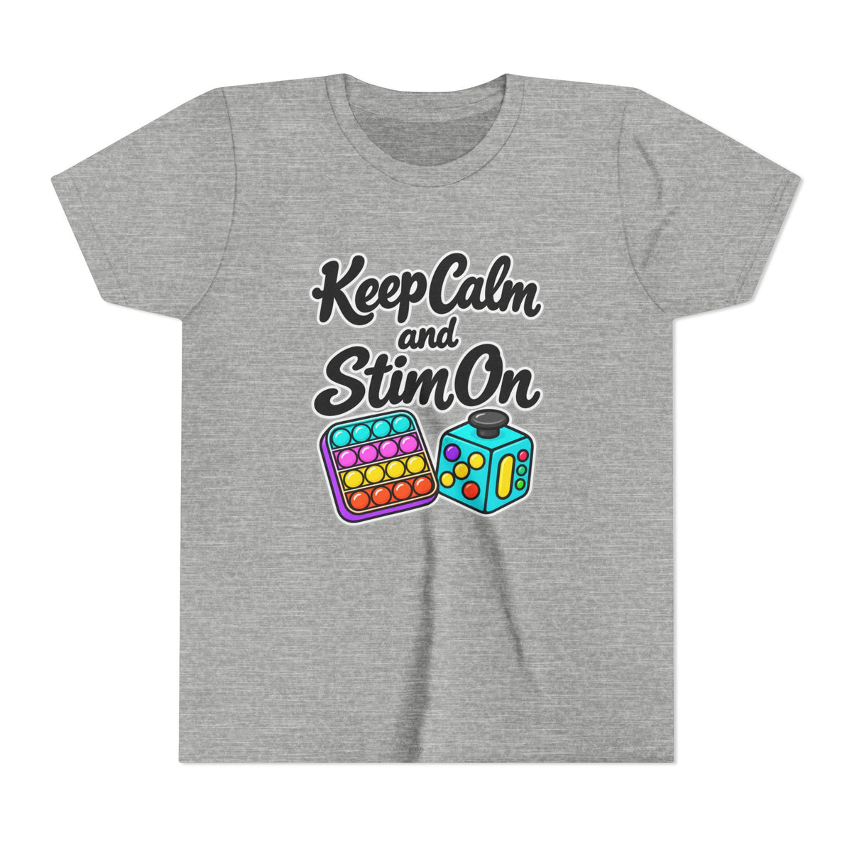 Keep Calm and Stim On Youth Shirt Autism Sensory T Shirt Neurodivergent Kids Tee Fidget Toy Gift Special Needs Awareness