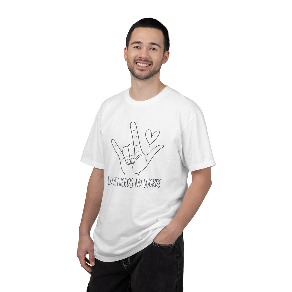 Love Needs No Words Shirt, ASL I Love You Hand Sign Tee, Autism Acceptance T-Shirt, Nonverbal Communication Gift, Sign Language Shirt