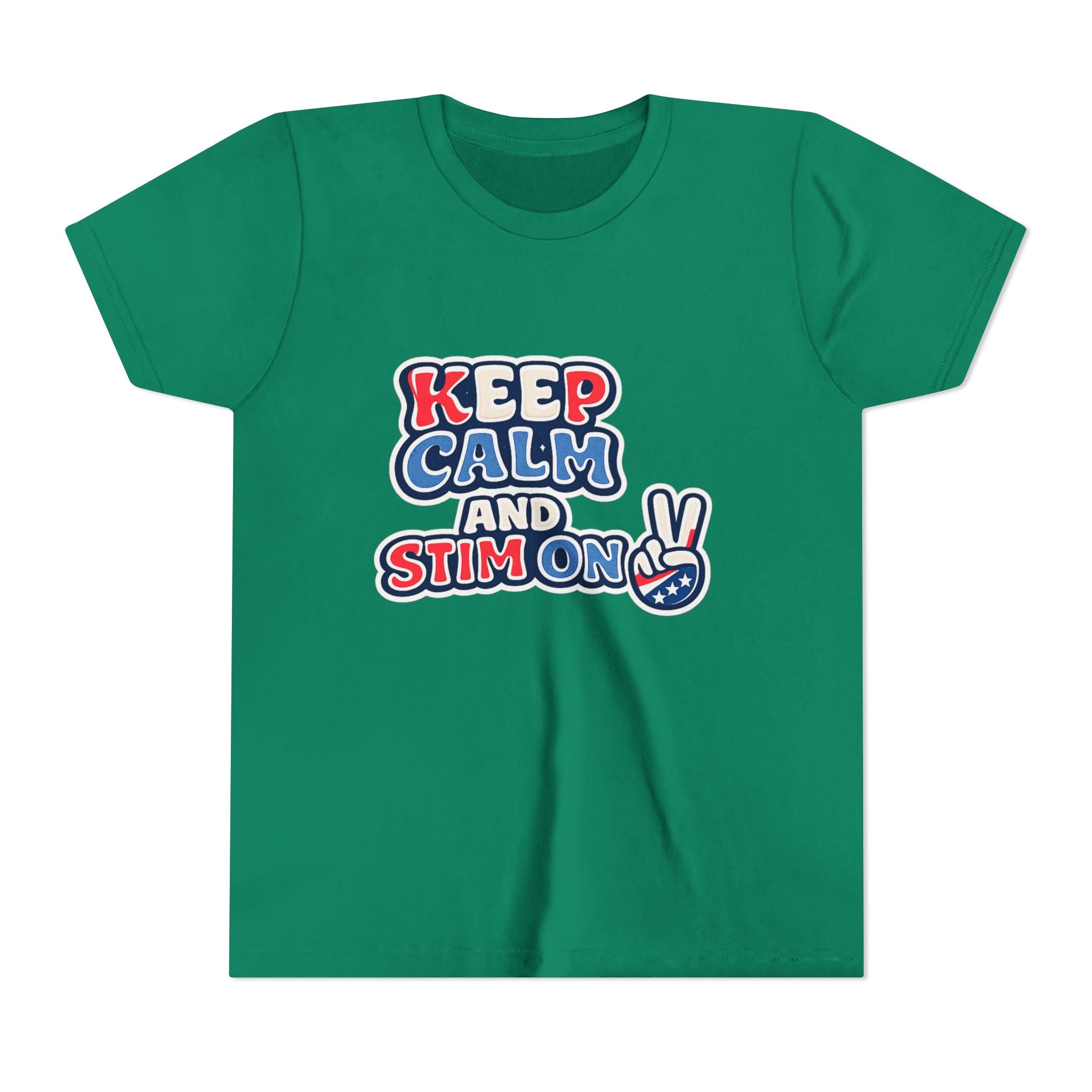 Keep Calm and Stim On Youth Shirt Autism Awareness T Shirt Peace Sign Tee Neurodivergent Kids Sensory Shirt Special Needs Gift