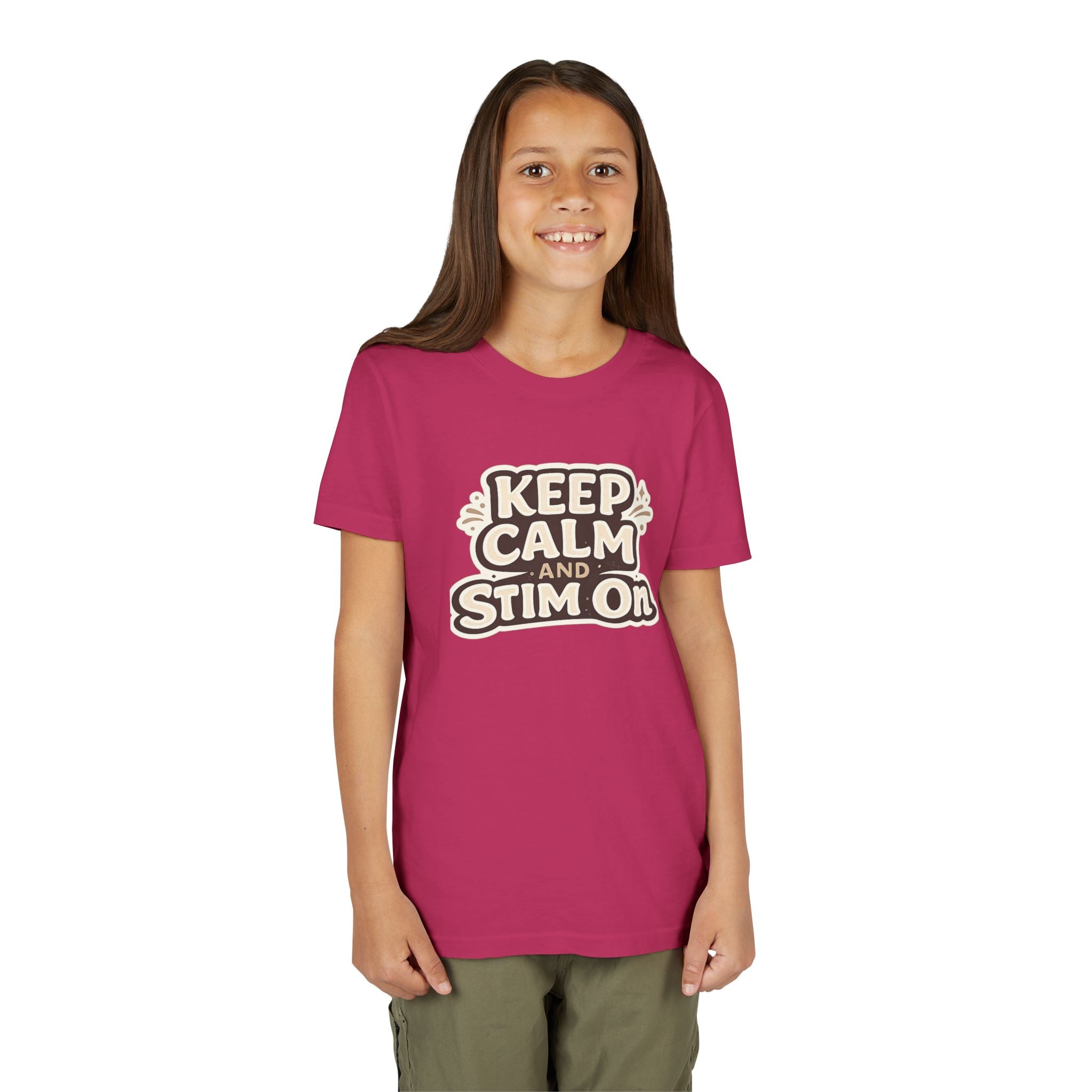 Keep Calm and Stim On Youth Shirt Autism Awareness T Shirt Sensory Friendly Tee Neurodivergent Kids Special Needs Gift Stimming