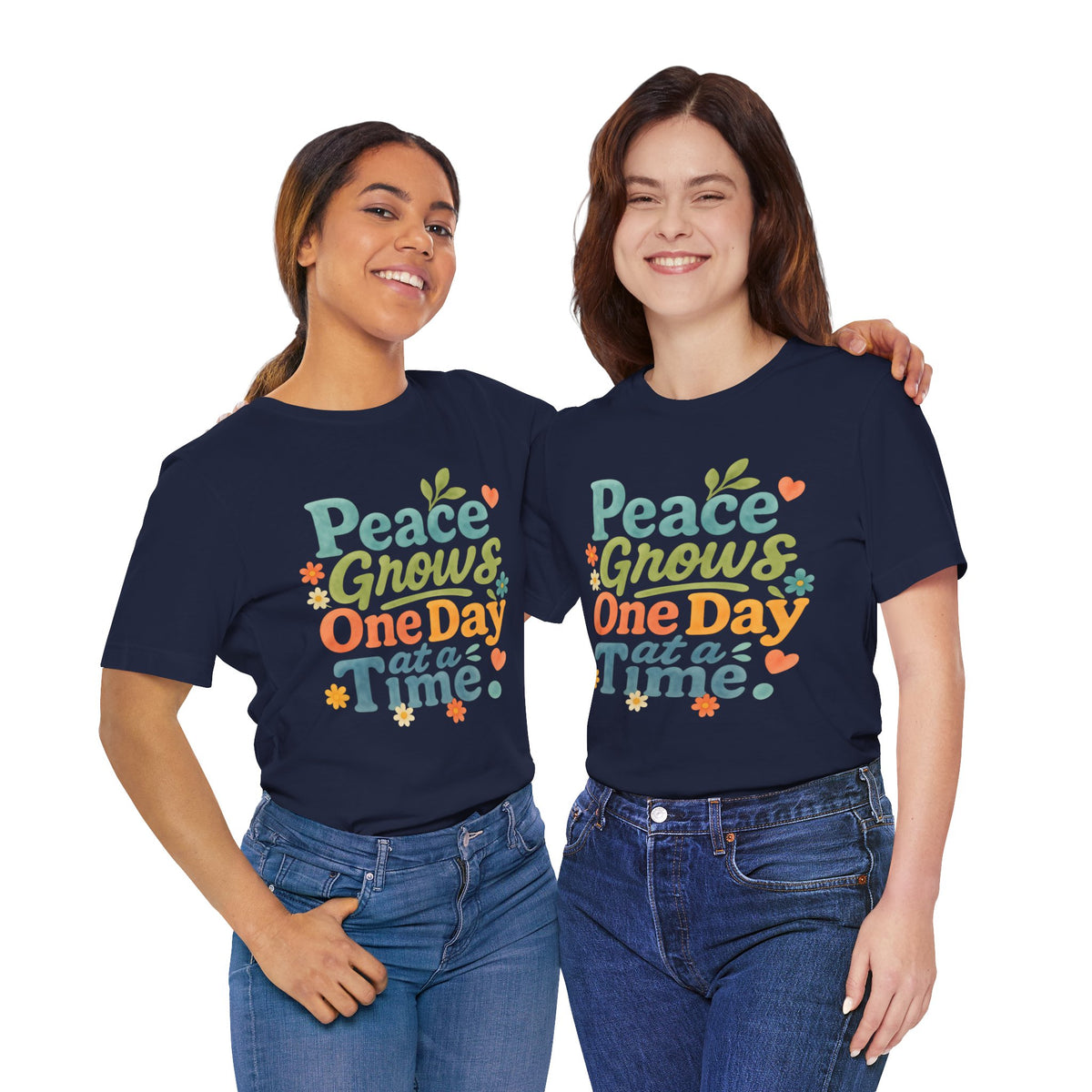 Peace Grows One Day at a Time Tee | Positive Quote Floral Typography