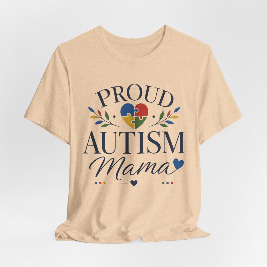 Proud Autism Mama T-Shirt | Puzzle Heart Mom Tee