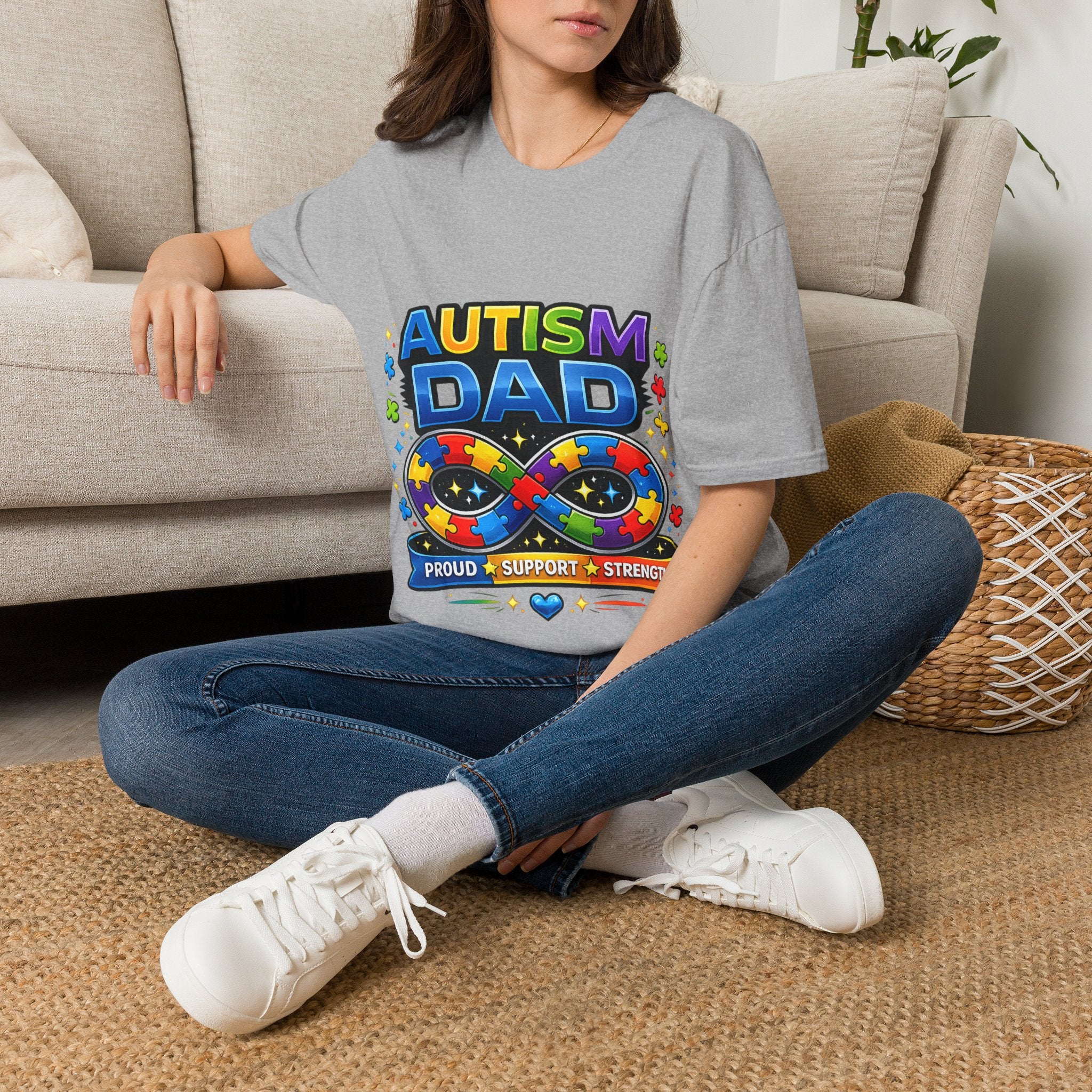 Autism Dad Shirt | Proud Autism Father Tee | Infinity Puzzle Ribbon T-Shirt | Autism Awareness Gift for Dad | Neurodiversity Support