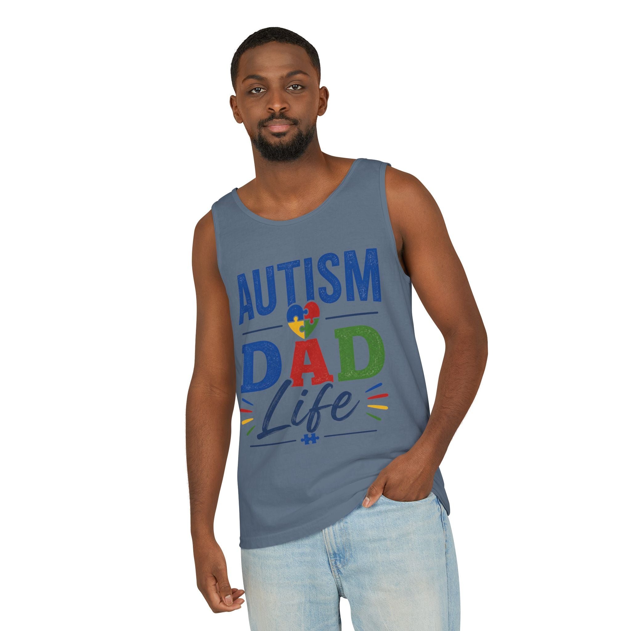 Autism Dad Life Tank Top | Awareness Puzzle Heart, Father Support