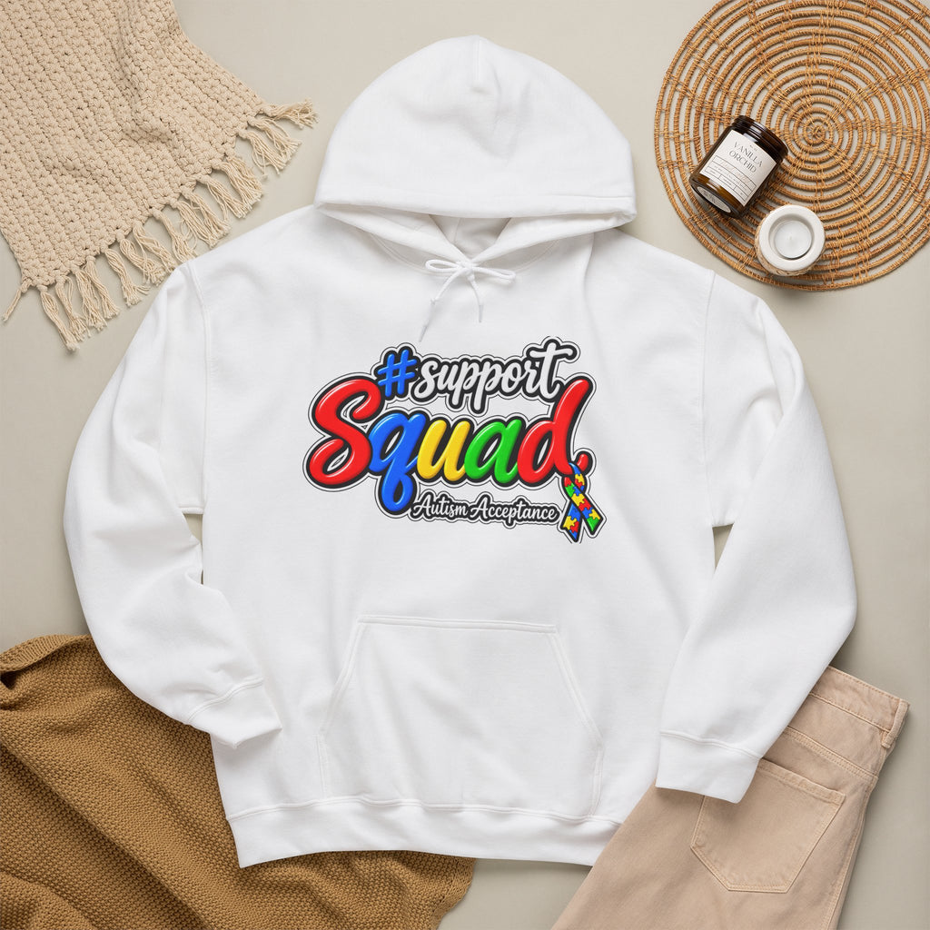 Support Squad Hoodie, Rainbow Autism Awareness Sweatshirt, Autism Acceptance Crewneck, Matching Family Autism Squad Gift