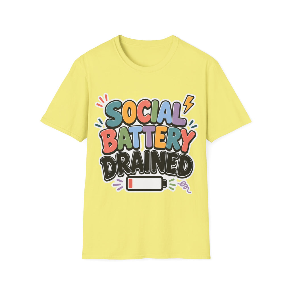 Social Battery Drained T-Shirt — Funny Introvert Graphic Tee