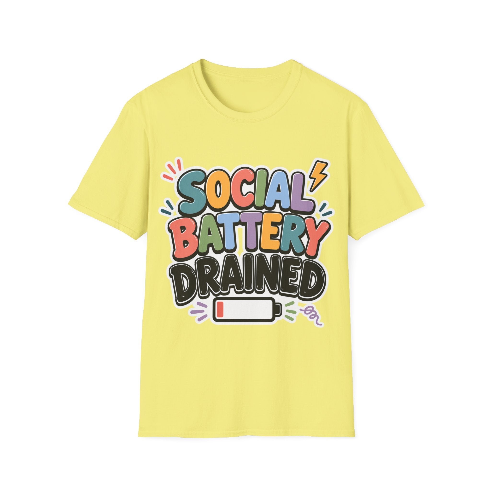 Social Battery Drained T-Shirt — Funny Introvert Graphic Tee