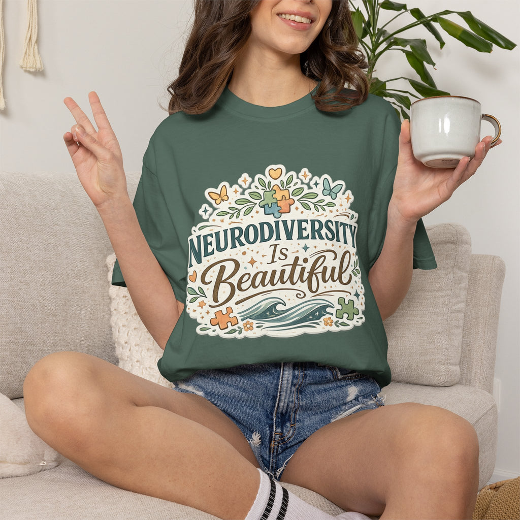 Neurodiversity Is Beautiful T-shirt | Floral Wave Awareness Tee