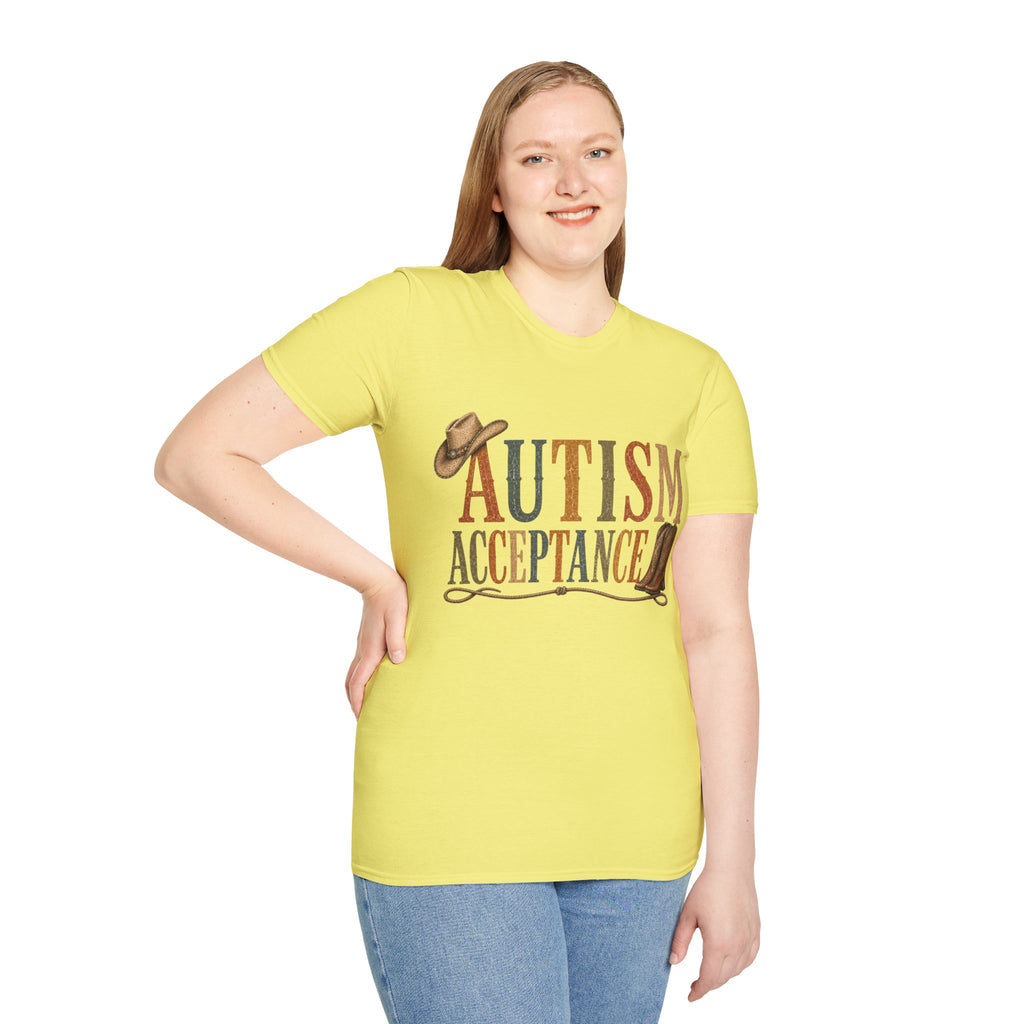 Autism Acceptance T-Shirt | Western Cowboy Hat Typography