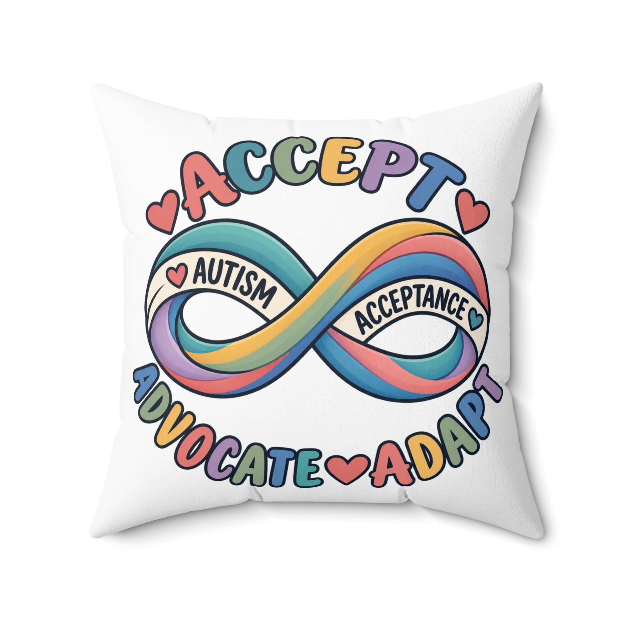 Autism Acceptance Infinity Pillow, Accept Advocate Adapt Throw Pillow Cover, Autism Awareness Home Decor, Neurodiversity Gift Pillow
