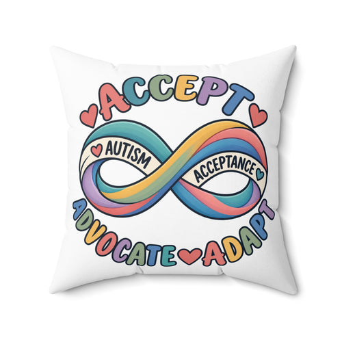 Autism Acceptance Infinity Pillow, Accept Advocate Adapt Throw Pillow Cover, Autism Awareness Home Decor, Neurodiversity Gift Pillow