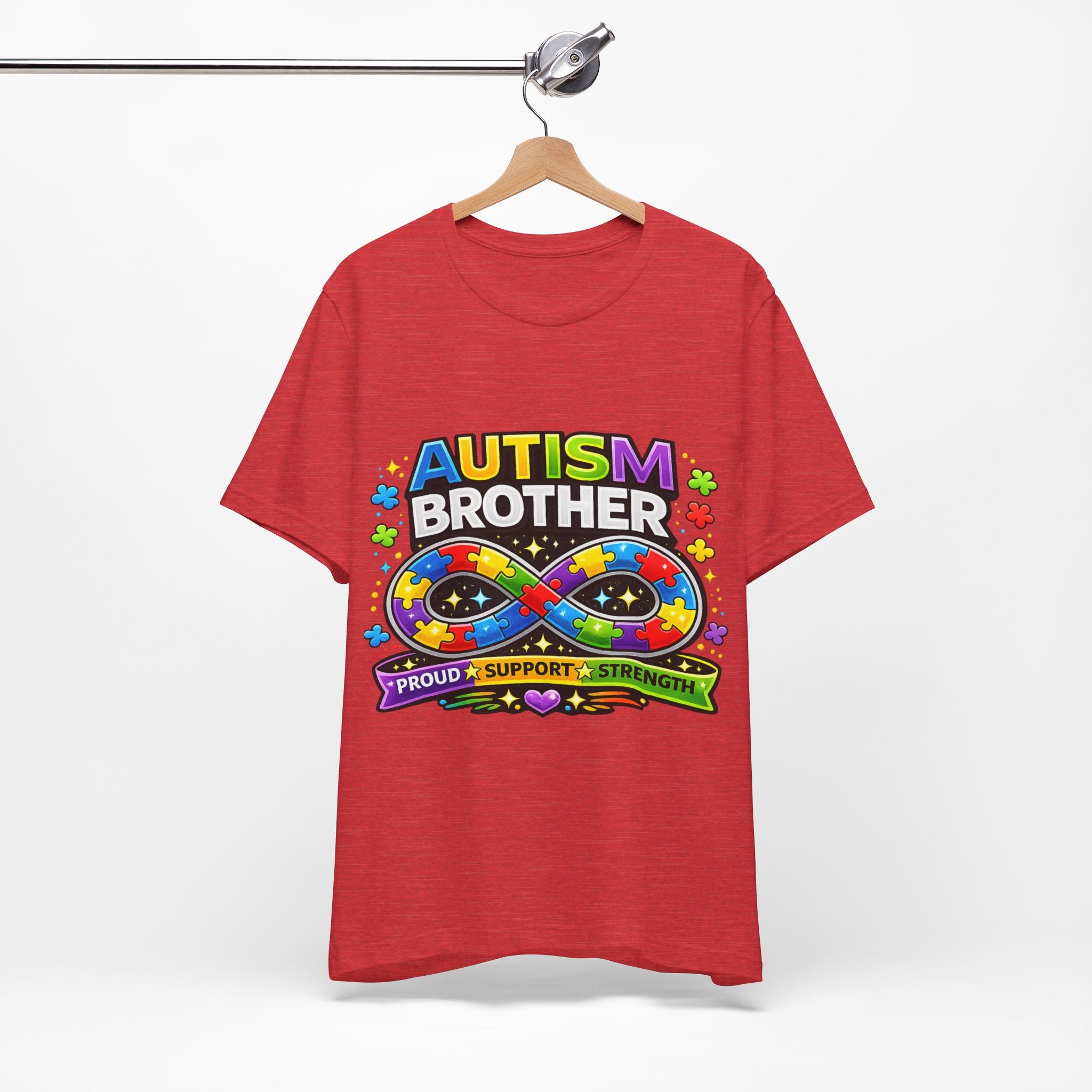 Autism Brother Infinity Puzzle Ribbon T-Shirt | Proud Support Strength