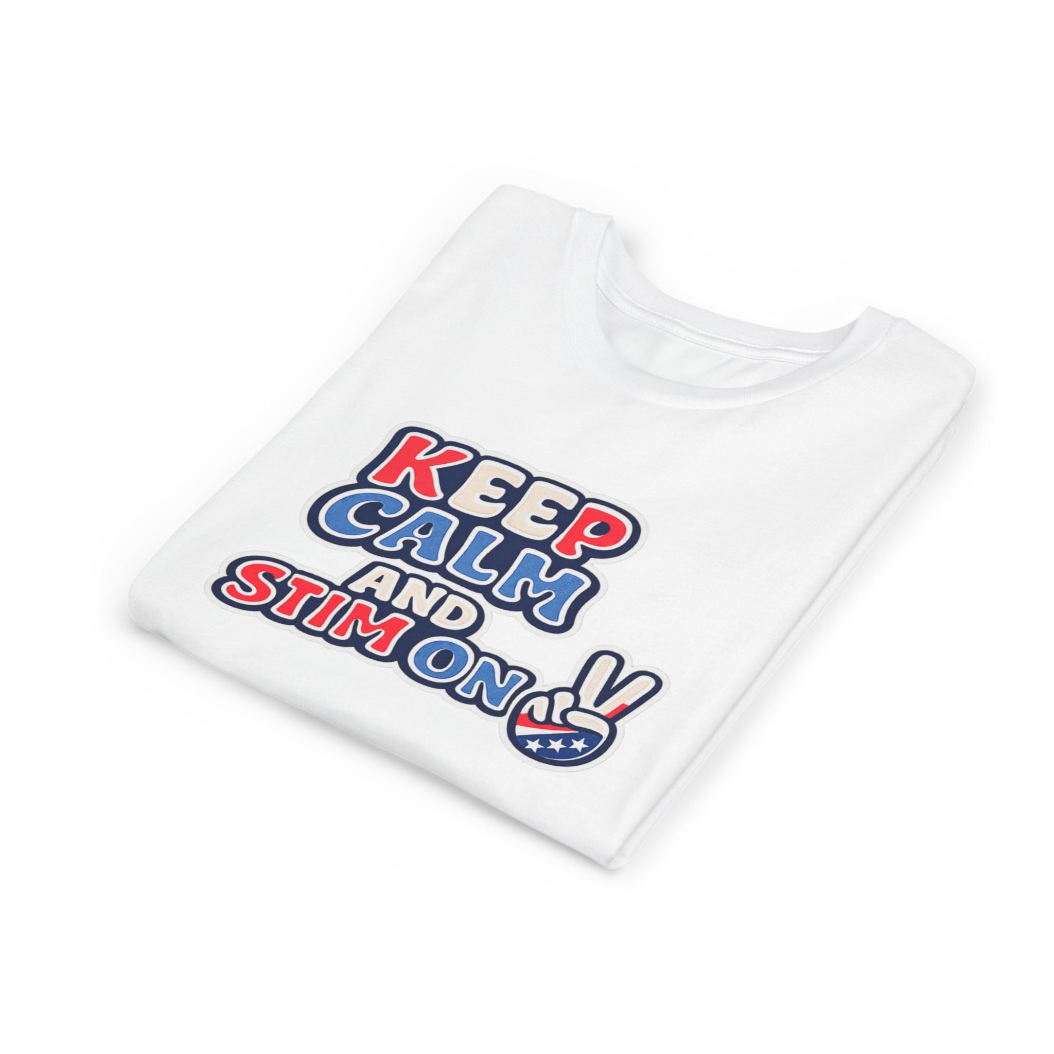 Keep Calm and Stim On Youth Shirt Autism Awareness T Shirt Peace Sign Tee Neurodivergent Kids Sensory Shirt Special Needs Gift
