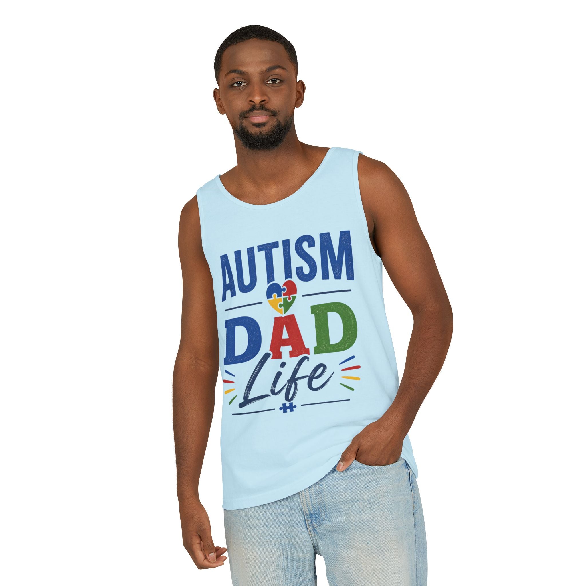 Autism Dad Life Tank Top | Awareness Puzzle Heart, Father Support