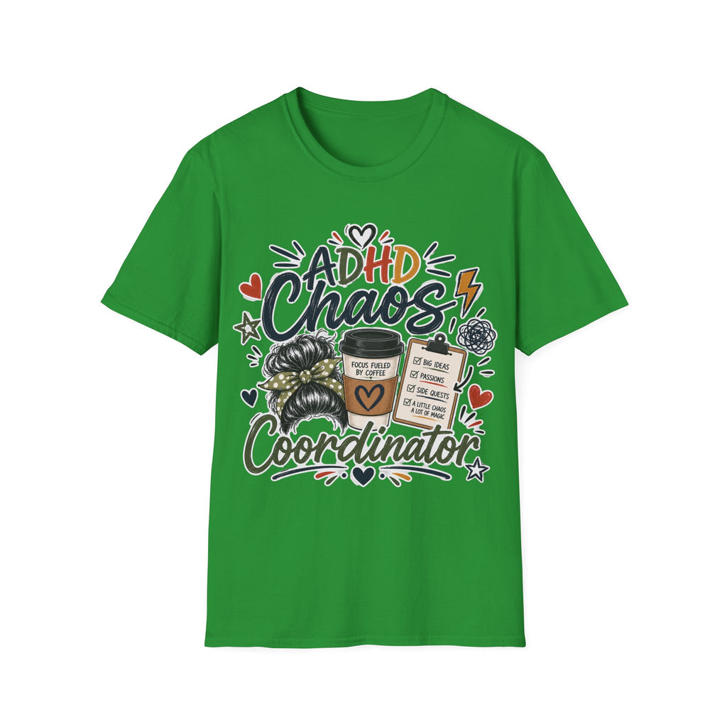 ADHD Chaos Coordinator Shirt | Funny ADHD T-Shirt | ADHD Awareness Graphic Shirt | Mental Health Gift | Coffee & Chaos Apparel