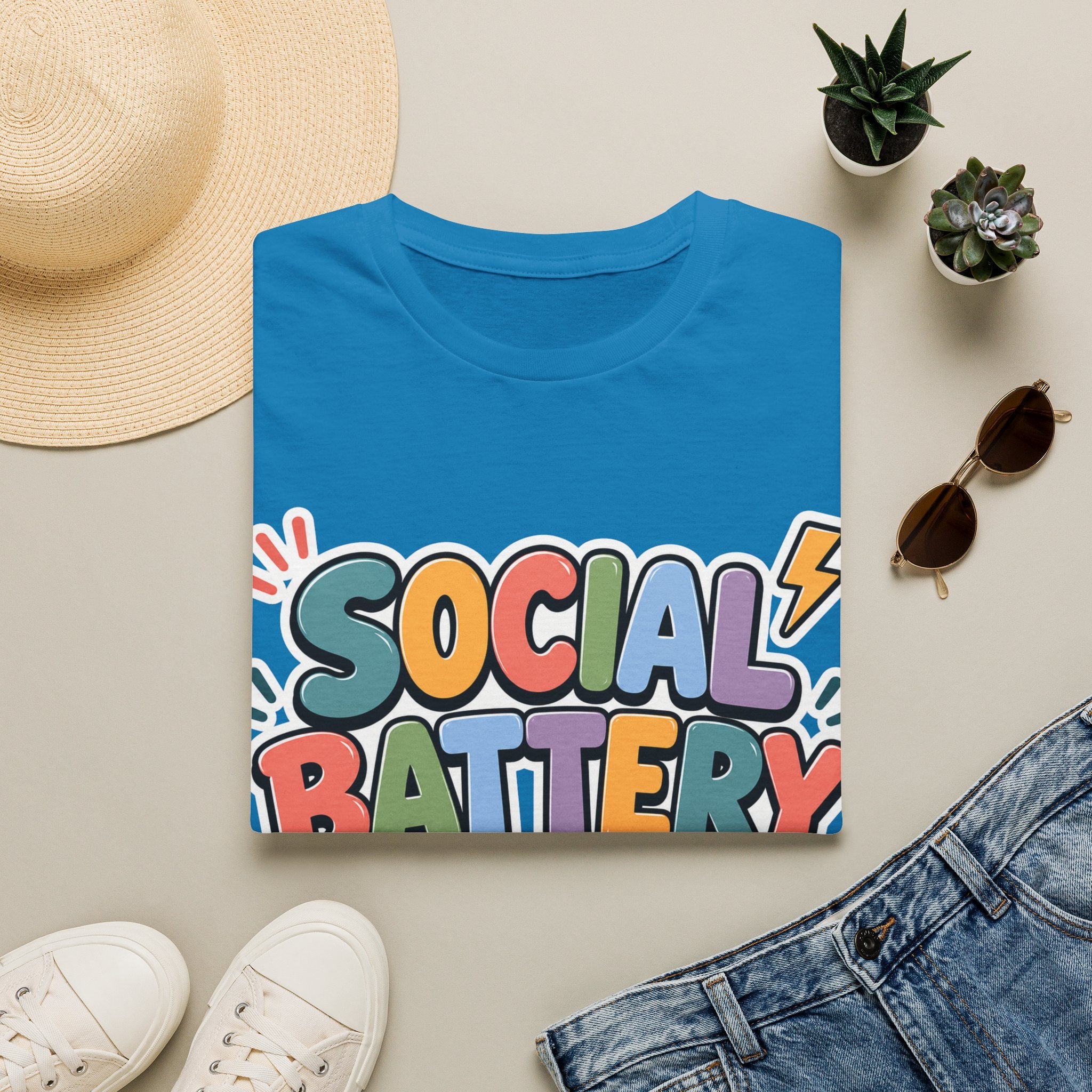 Social Battery Drained T-Shirt — Funny Introvert Graphic Tee