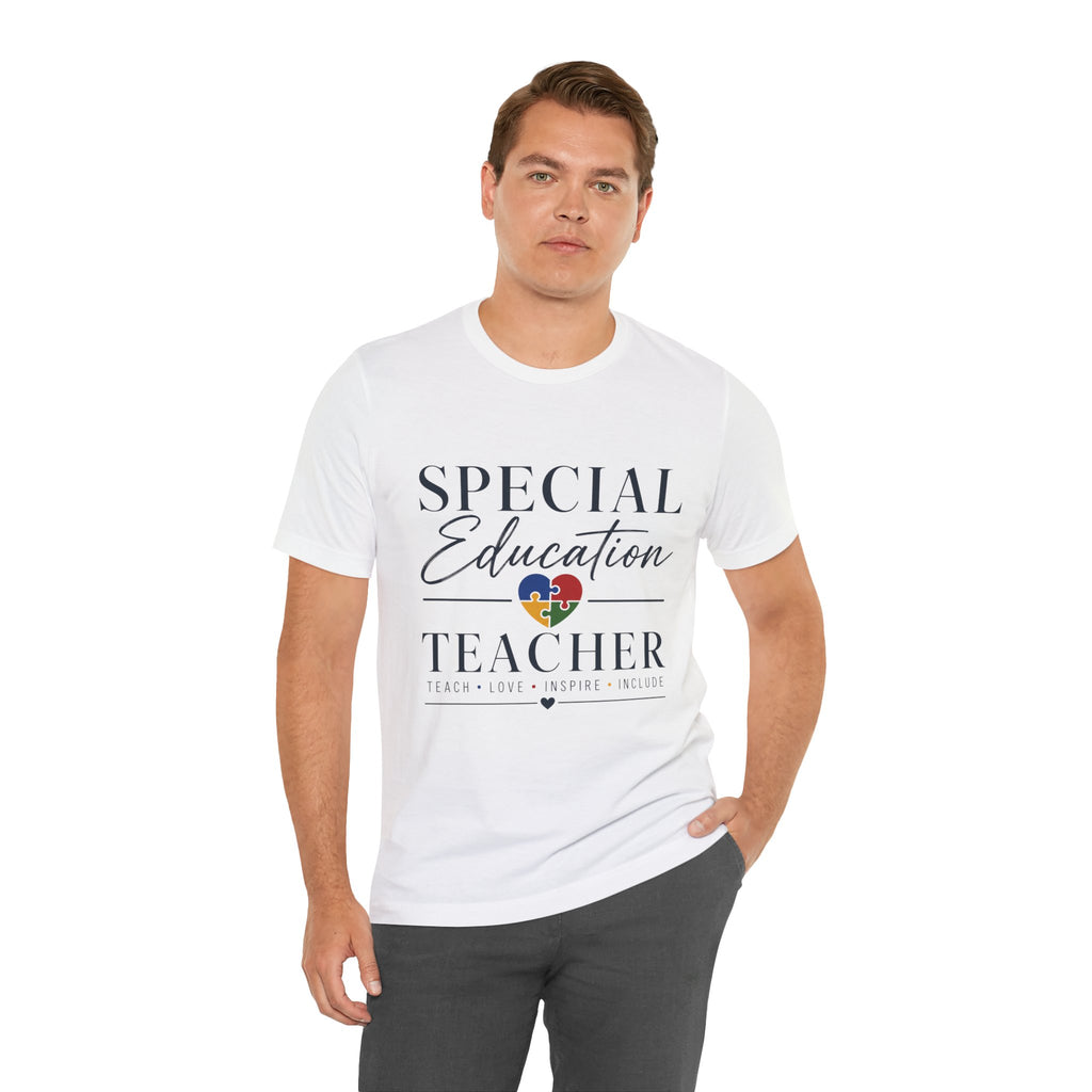 Special Education Teacher Shirt | Teach Love Inspire T-Shirt | Puzzle Heart Graphic Tee | Autism Acceptance Gift | Inclusive Teacher