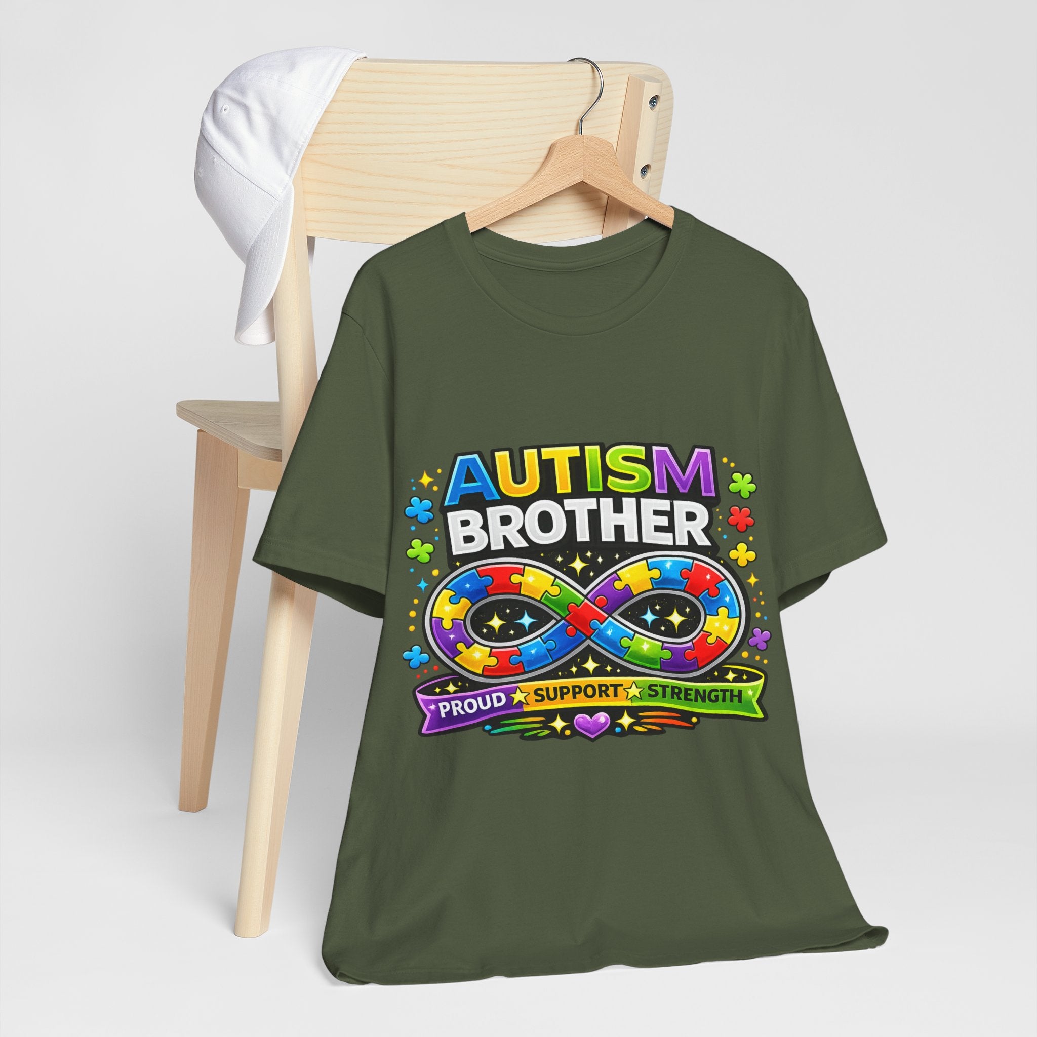 Autism Brother Infinity Puzzle Ribbon T-Shirt | Proud Support Strength