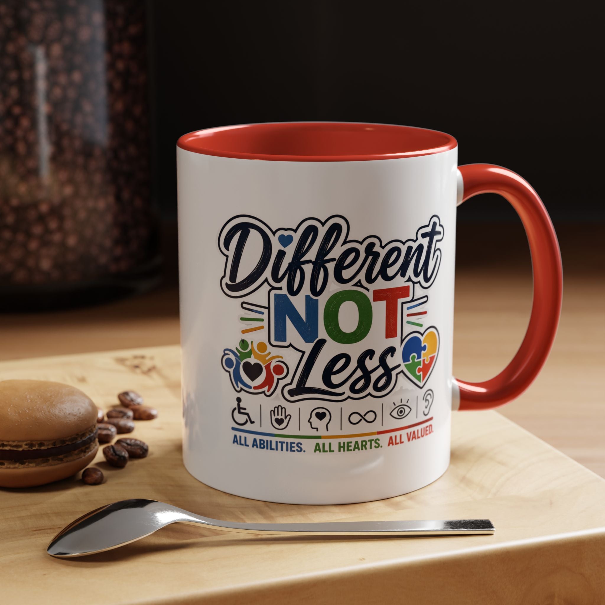 Different Not Less Accent Coffee Mug – Disability Pride Inspirational 11/15oz