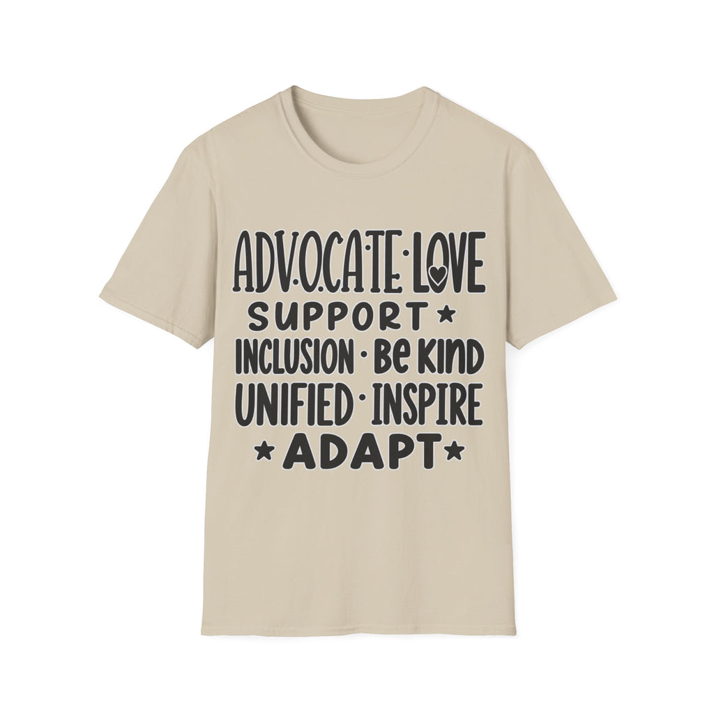 Advocate Support Inclusion Love T-Shirt, Disability Awareness Shirt, Inclusive Typography Tee, Disability Advocate Gift