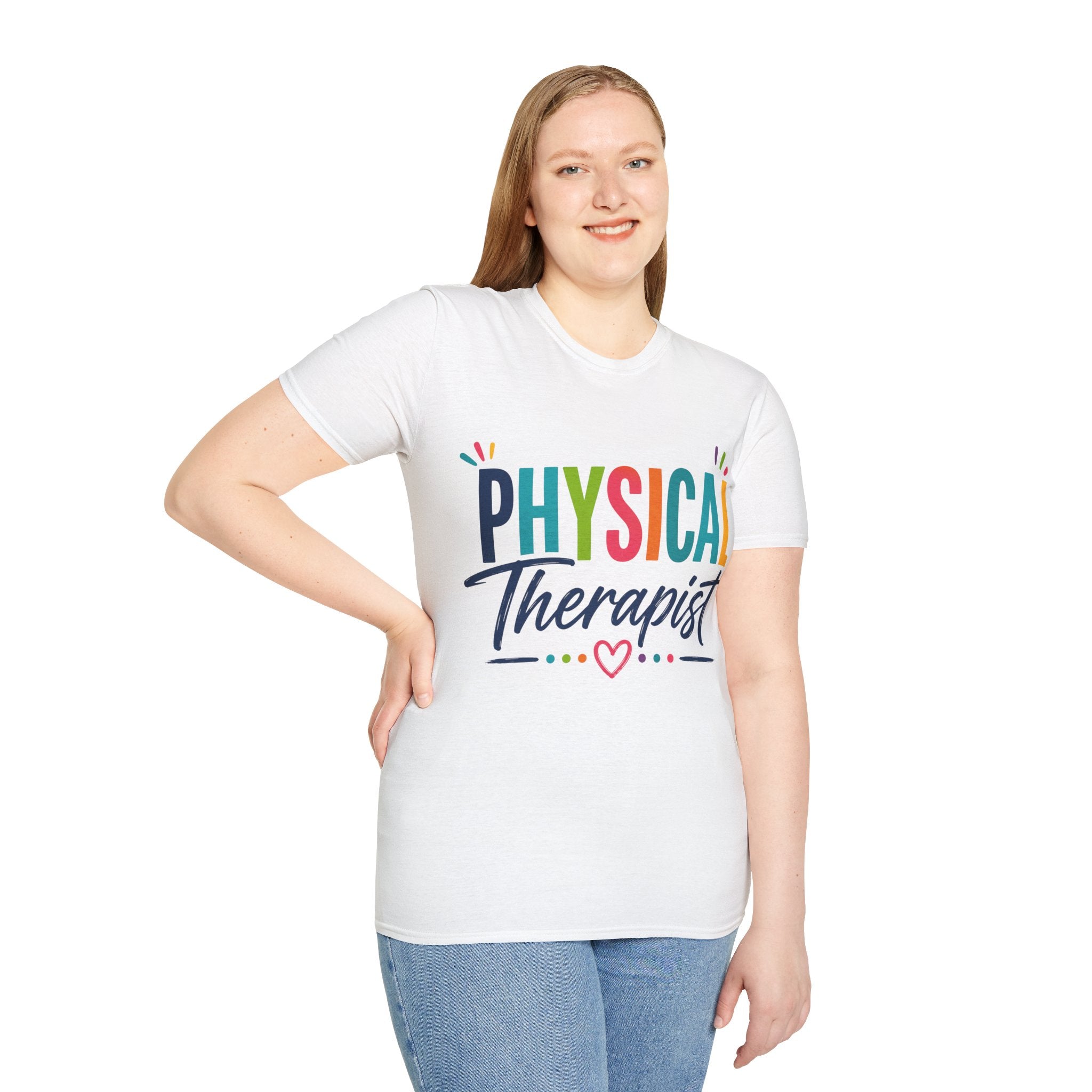 Physical Therapist Shirt | Colorful Typography Heart T-Shirt | Physical Therapy Gift | Healthcare Professional Apparel | Therapist Shirt