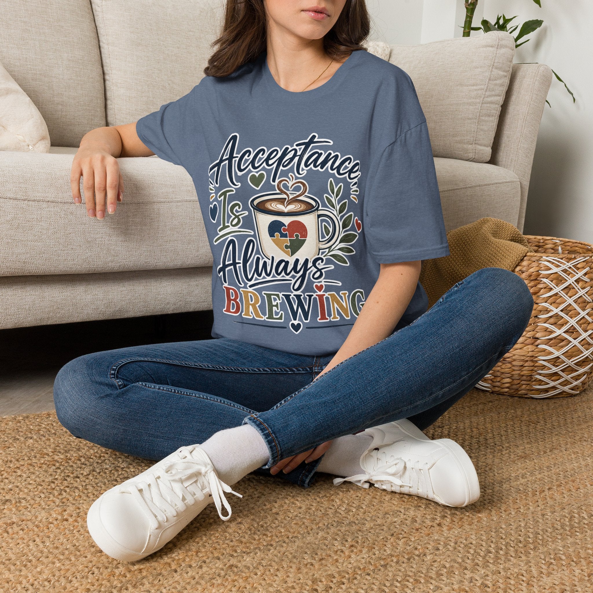 Acceptance Is Always Brewing Shirt | Coffee Lover T-Shirt | Autism Acceptance Tee | Inclusive Graphic Shirt | Barista Gift