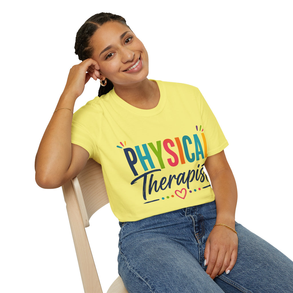 Physical Therapist Shirt | Colorful Typography Heart T-Shirt | Physical Therapy Gift | Healthcare Professional Apparel | Therapist Shirt