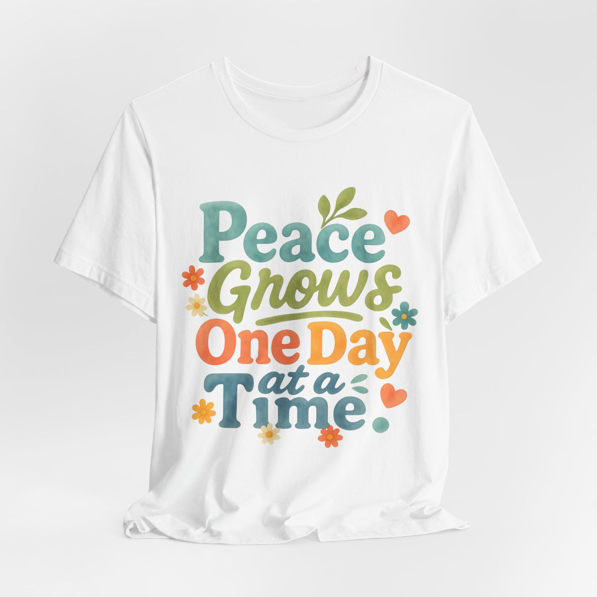 Peace Grows One Day at a Time Tee | Positive Quote Floral Typography