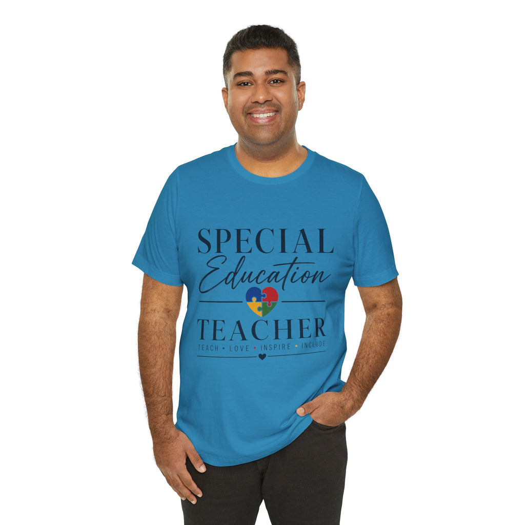 Special Education Teacher Shirt | Teach Love Inspire T-Shirt | Puzzle Heart Graphic Tee | Autism Acceptance Gift | Inclusive Teacher