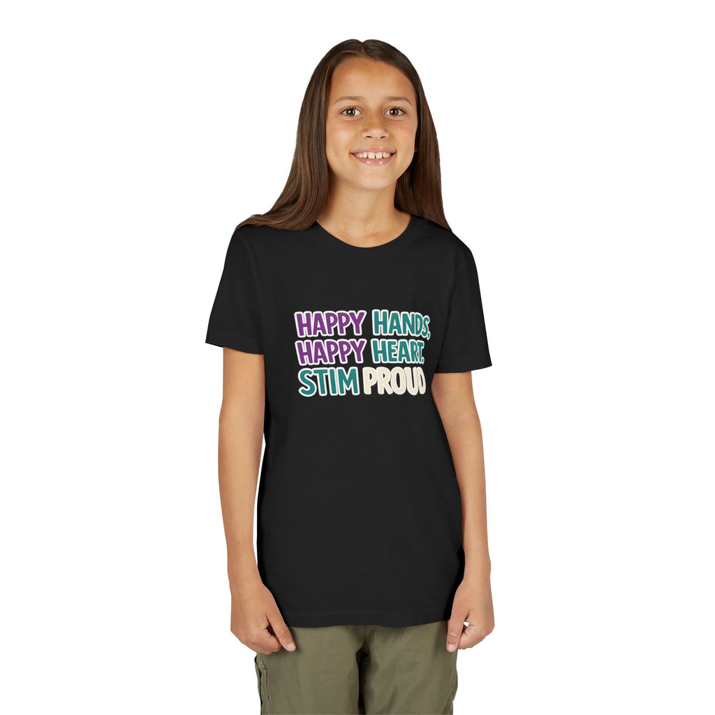 Happy Hands Happy Heart Youth Shirt Stim Proud Autism Awareness T Shirt Sensory Friendly Kids Neurodivergent Special Needs Tee