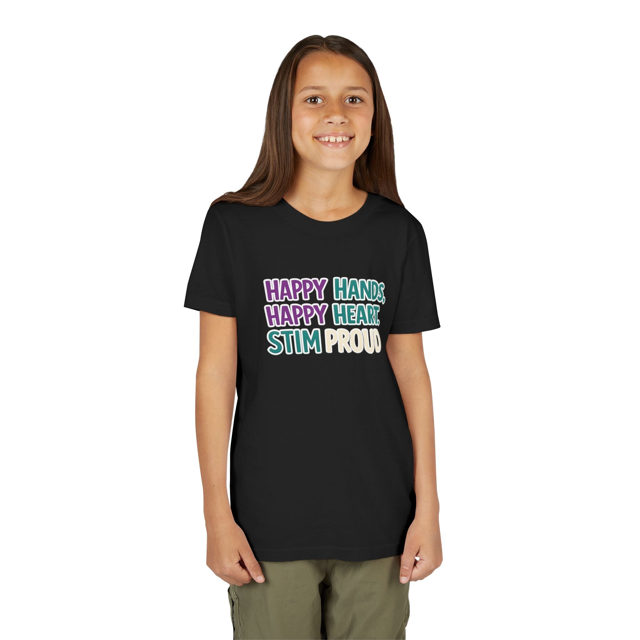 Happy Hands Happy Heart Youth Shirt Stim Proud Autism Awareness T Shirt Sensory Friendly Kids Neurodivergent Special Needs Tee