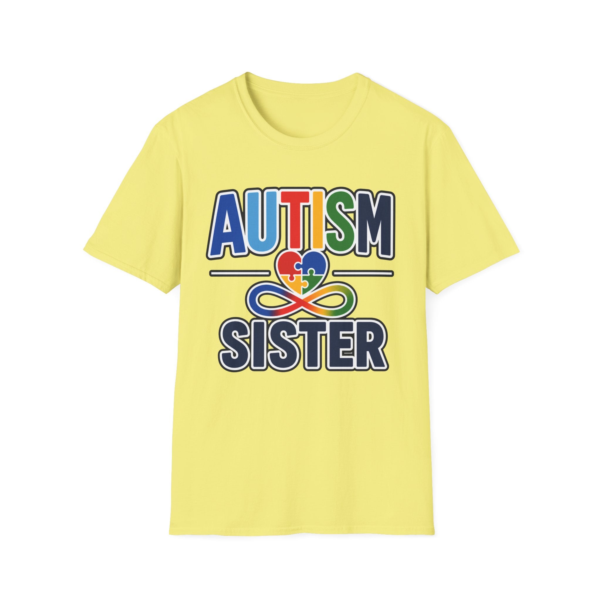 Autism Heart Puzzle Infinity Sister T-Shirt | Rainbow Awareness