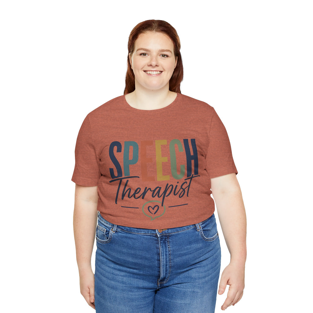 Speech Therapist Shirt | SLP T-Shirt | Heart Typography Graphic Tee | Speech Language Pathologist Gift | Therapist Appreciation Apparel