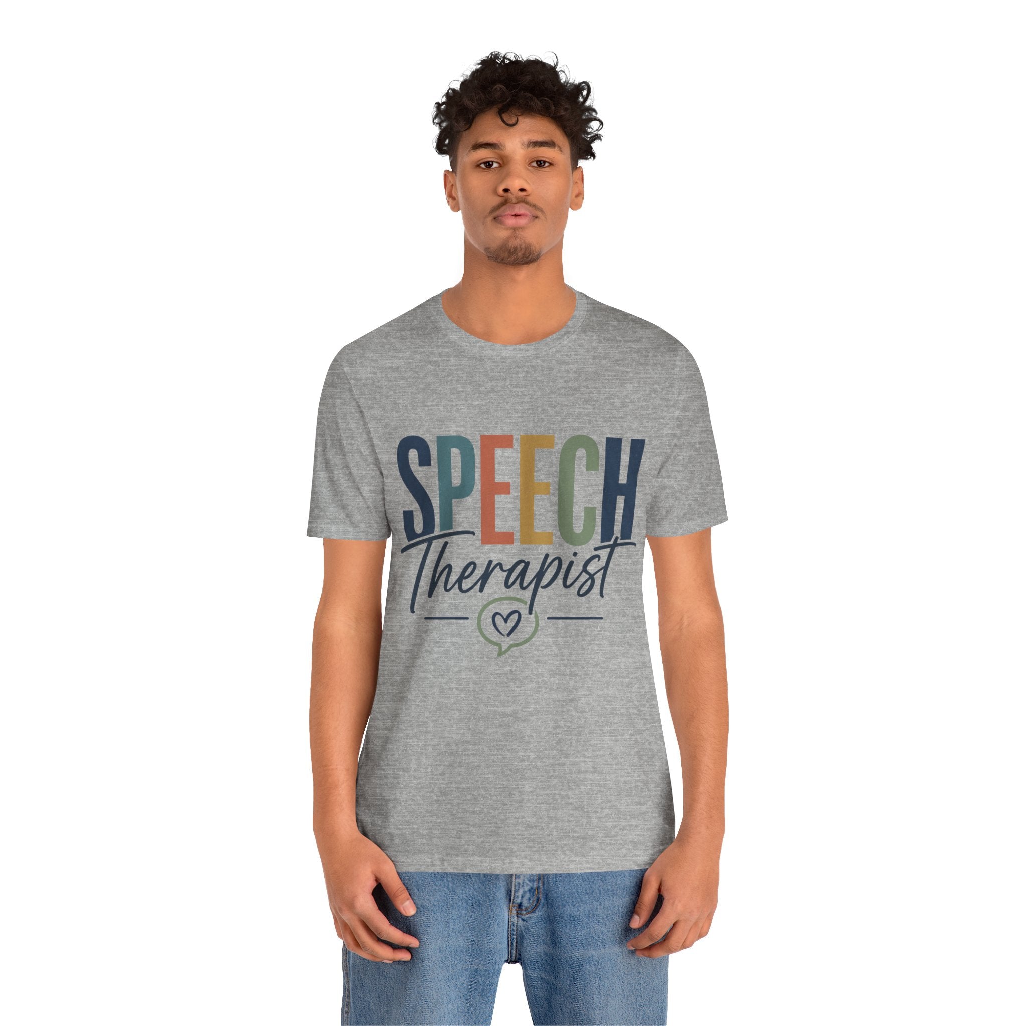 Speech Therapist Shirt | SLP T-Shirt | Heart Typography Graphic Tee | Speech Language Pathologist Gift | Therapist Appreciation Apparel