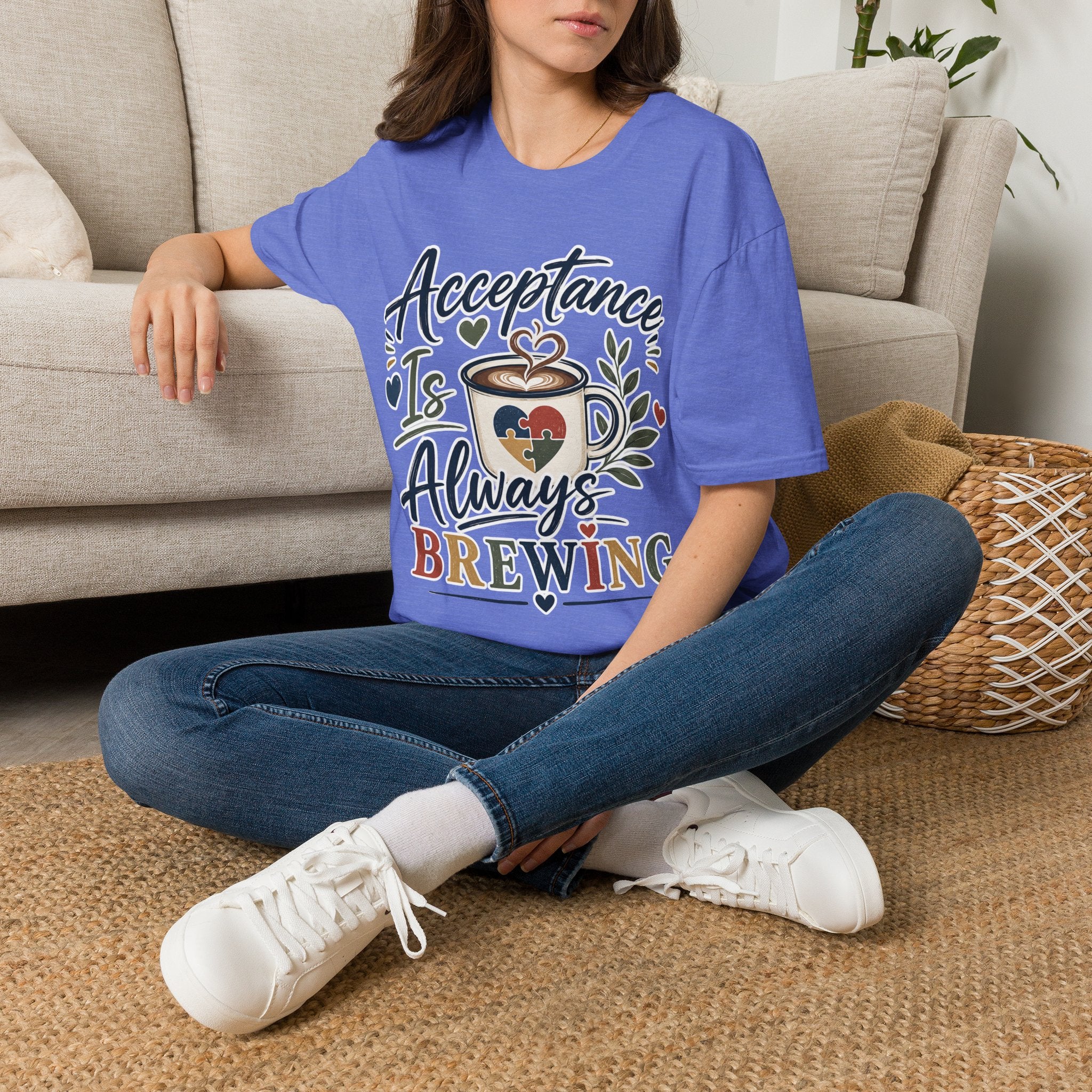 Acceptance Is Always Brewing Shirt | Coffee Lover T-Shirt | Autism Acceptance Tee | Inclusive Graphic Shirt | Barista Gift