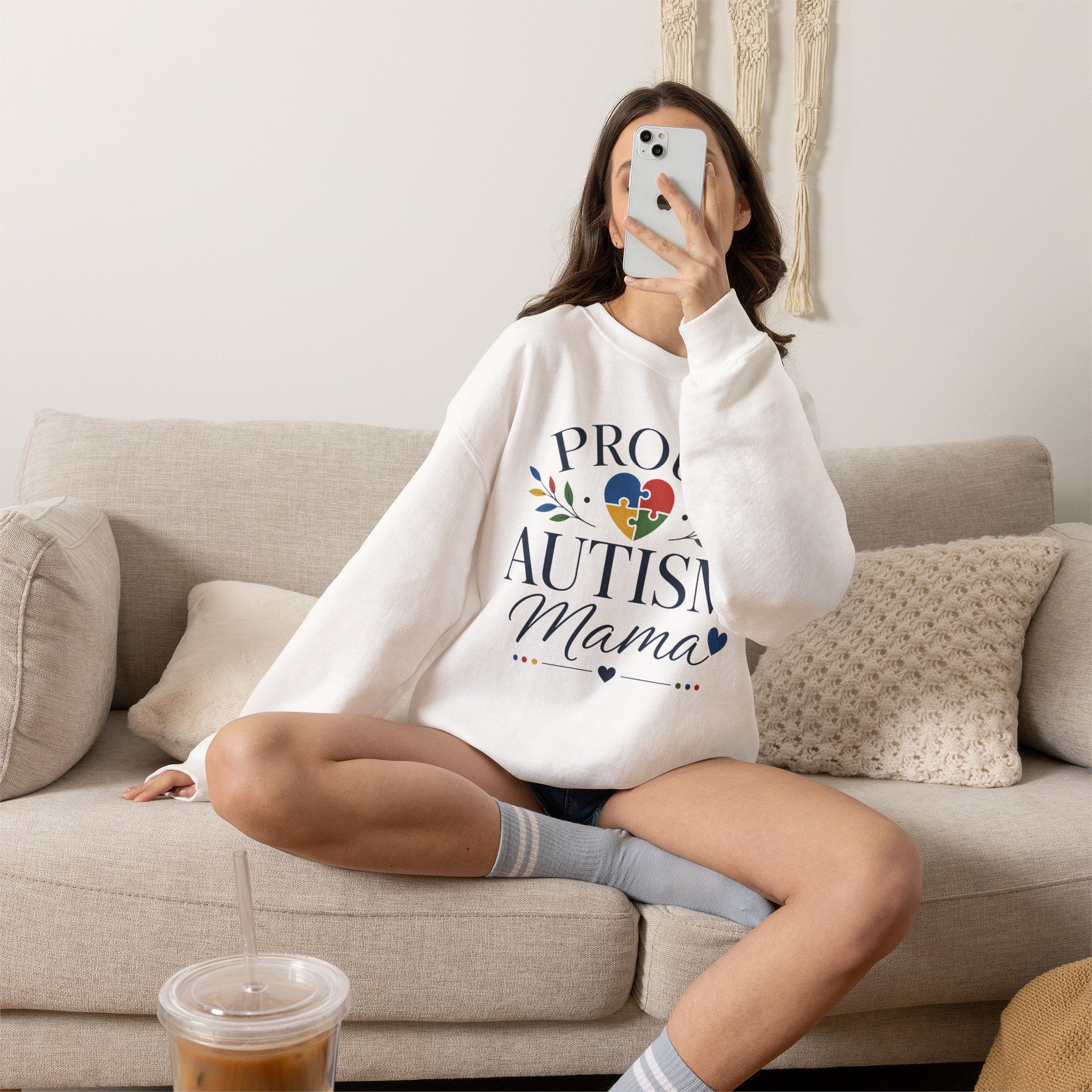 Proud Autism Mama Sweatshirt | Autism Awareness Heart Puzzle Design