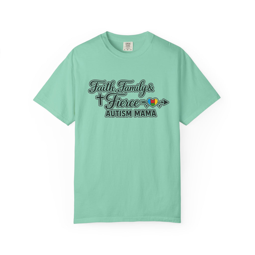 Faith Family Fierce Autism Mama Shirt, Autism Mom T-Shirt, Christian Autism Mom Gift, Fierce Mama Tee, Special Needs Mom Shirt