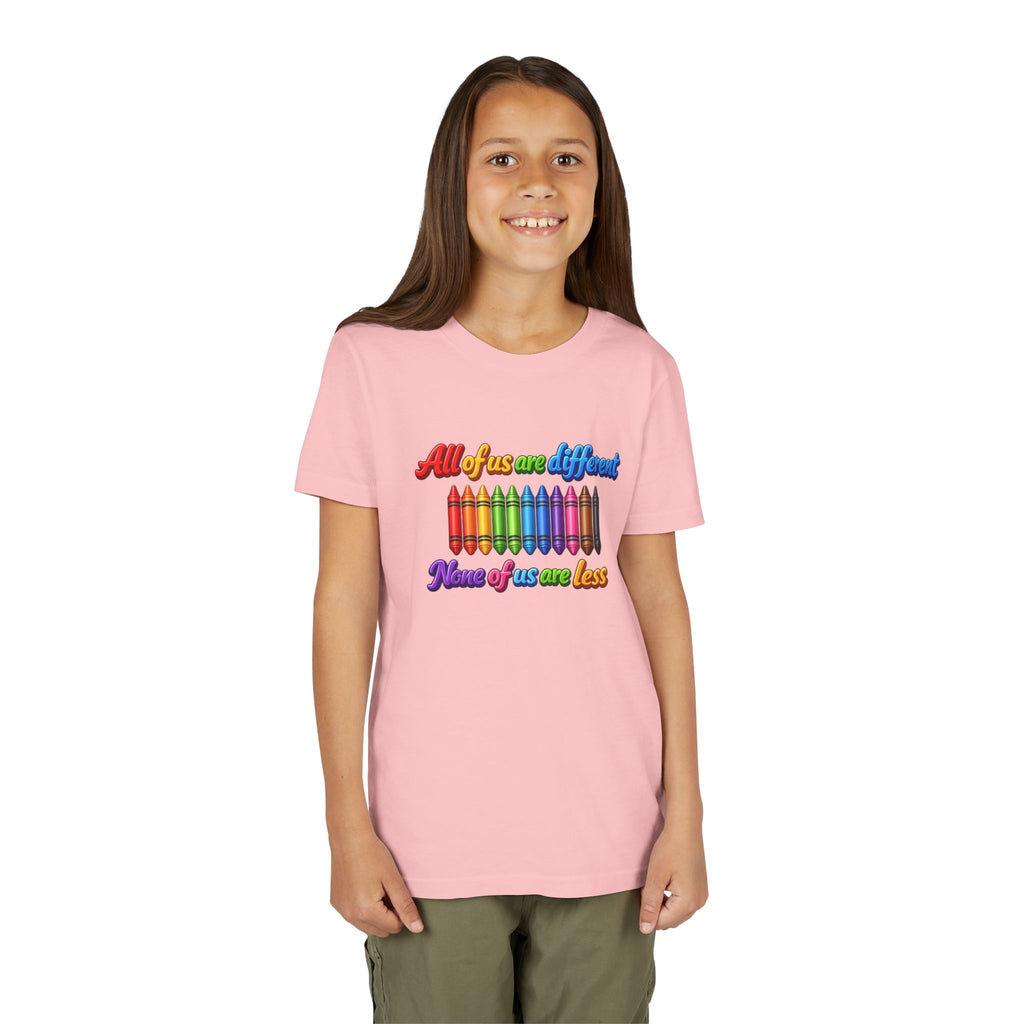 All Of Us Are Different None Of Us Are Less Youth Shirt Inclusion Kids Diversity Tee