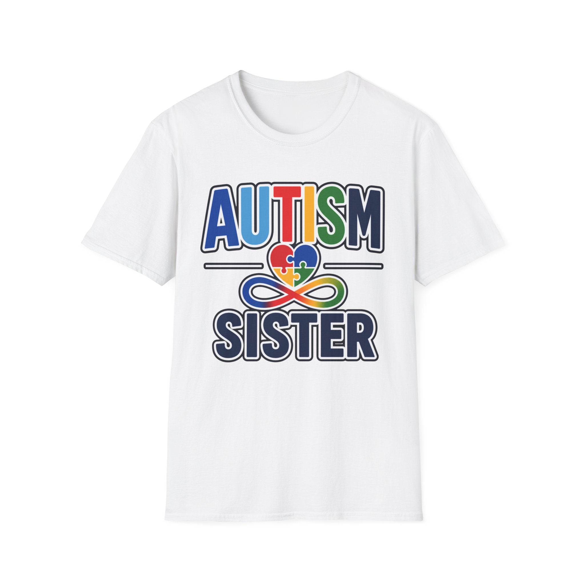 Autism Heart Puzzle Infinity Sister T-Shirt | Rainbow Awareness