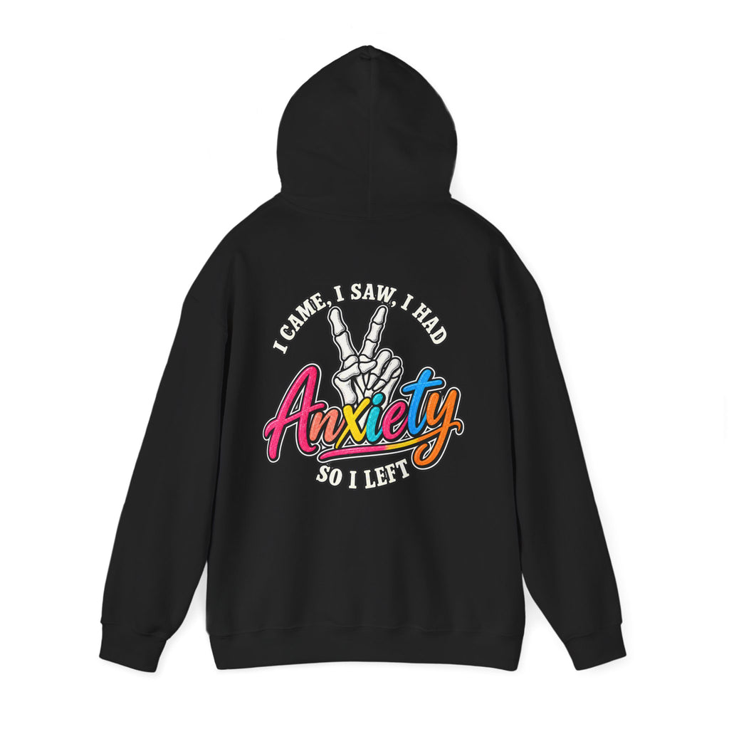 I Came I Saw I Had Anxiety Hoodie, Peace Hand Colorful Script Sweatshirt, Funny Mental Health Crewneck, Anxiety Humor Gift