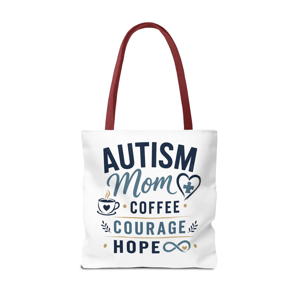 Autism Mom Coffee Courage Hope Tote Bag | Autism Acceptance Gift for Mom | Neurodiversity Canvas Tote | Special Needs Mom Bag