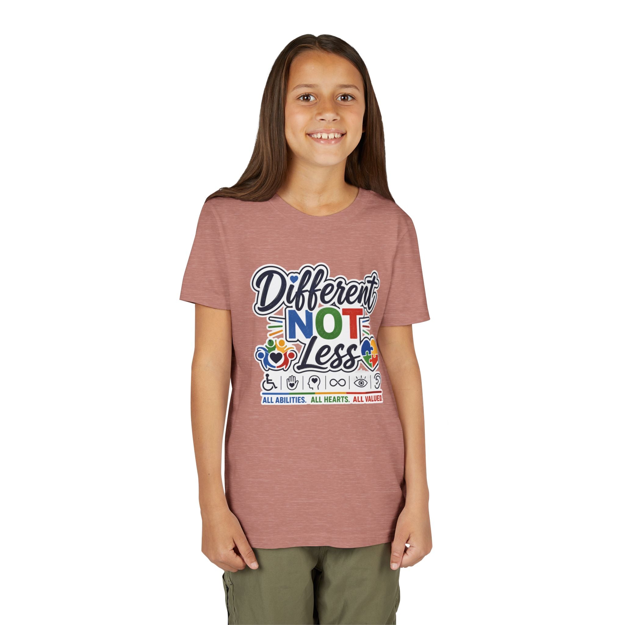 Youth Tee — "Different Not Less" Inclusive Pride Autism Awareness Shirt
