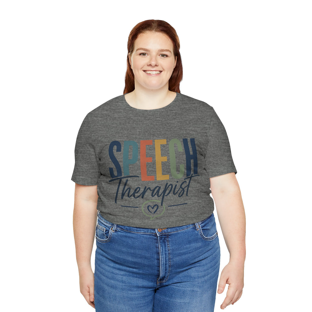Speech Therapist Shirt | SLP T-Shirt | Heart Typography Graphic Tee | Speech Language Pathologist Gift | Therapist Appreciation Apparel
