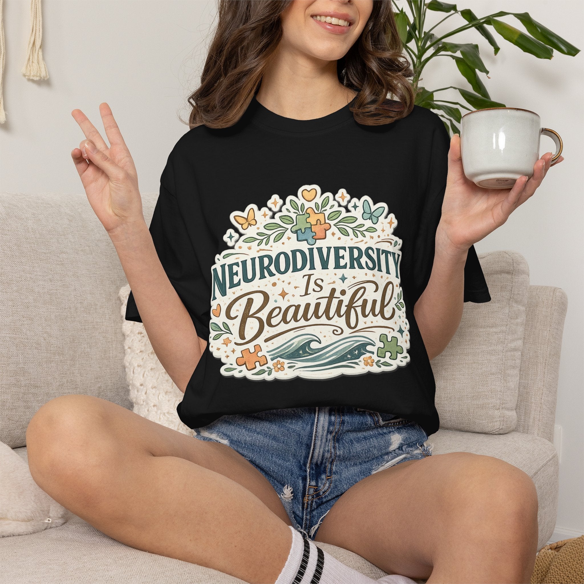 Neurodiversity Is Beautiful T-shirt | Floral Wave Awareness Tee
