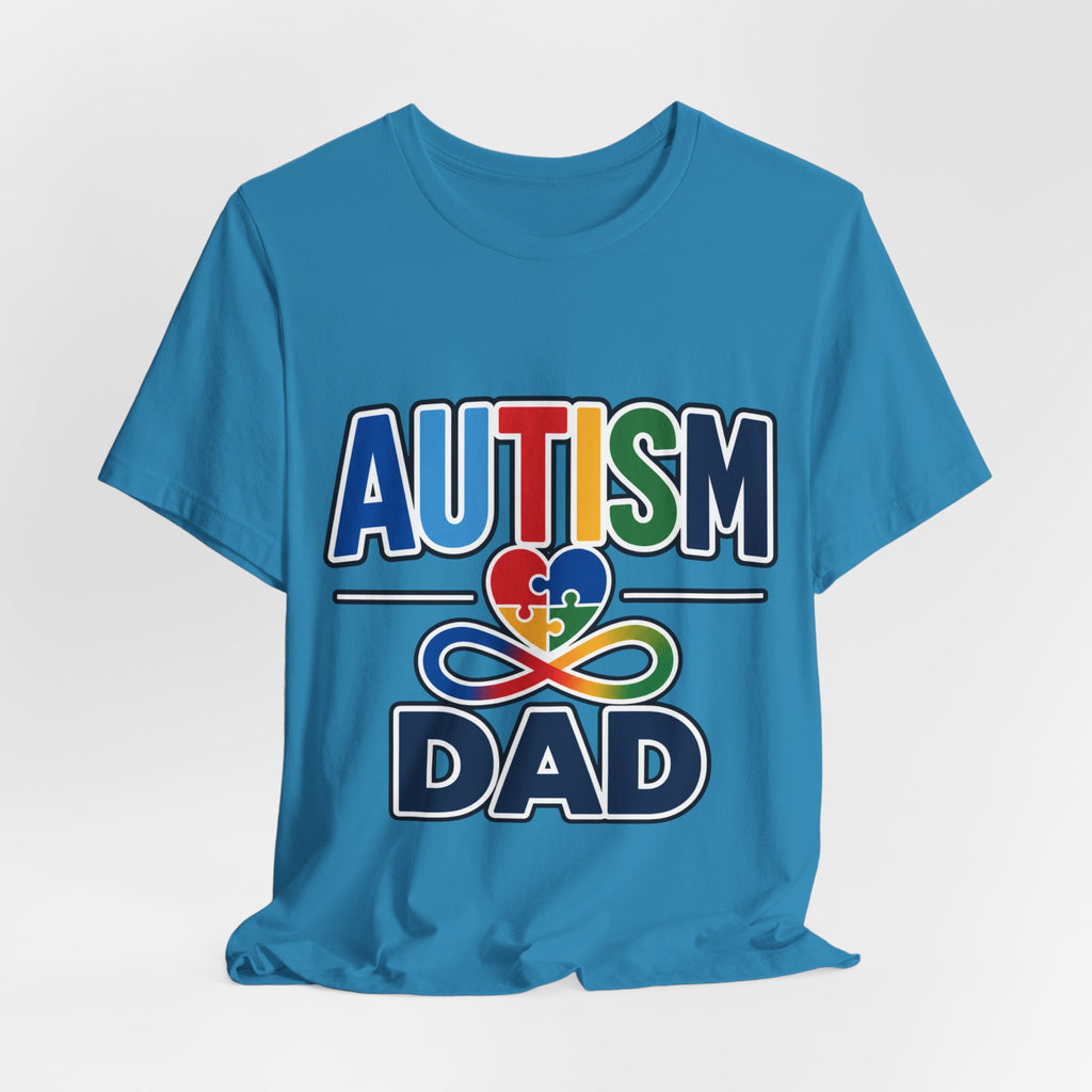 Autism Dad Shirt | Proud Autism Father T-Shirt | Colorful Puzzle Heart Infinity Design | Autism Awareness Gift for Dad | Autism Acceptance Tee