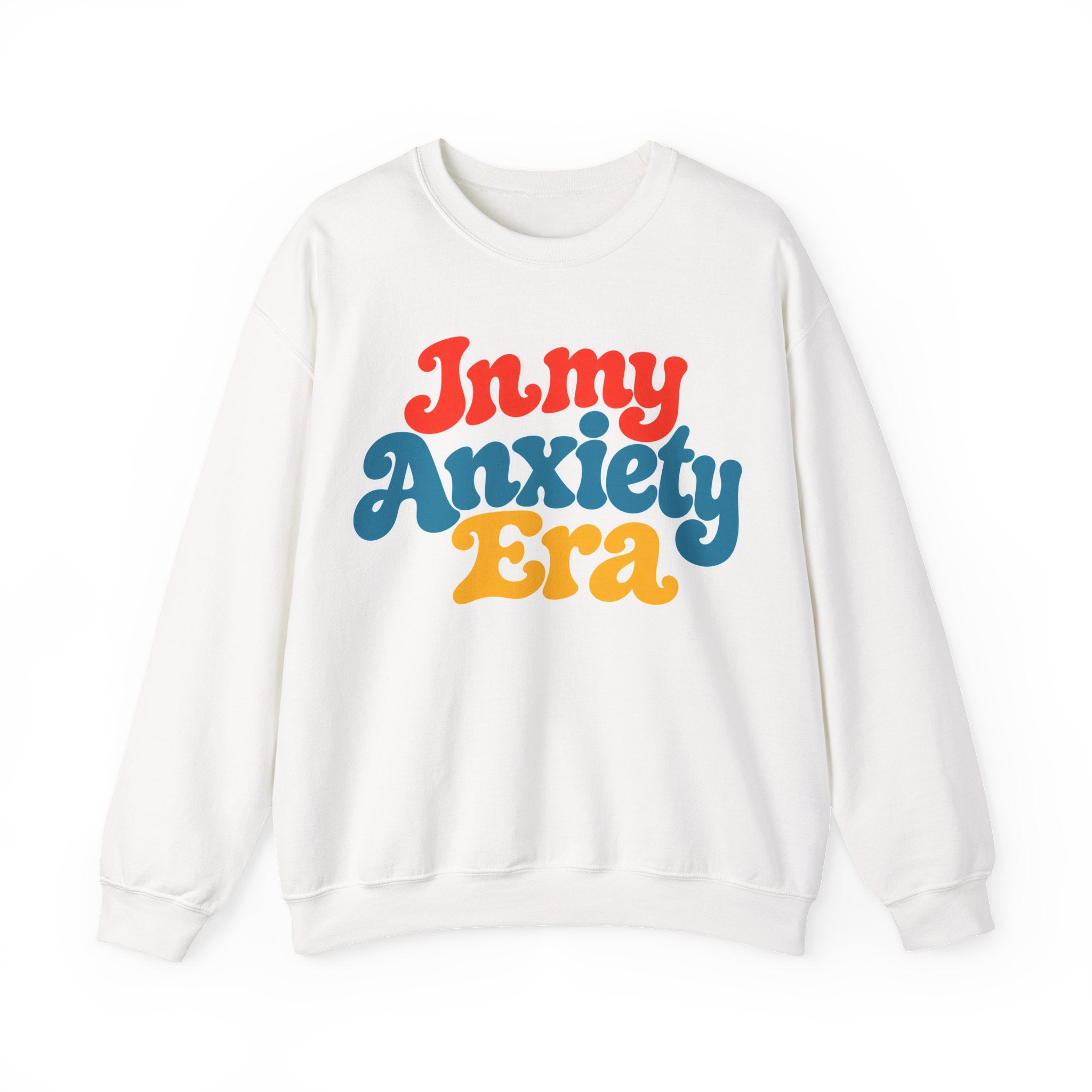 In My Anxiety Era sweatshirt | Crewneck Sweatshirt, Retro Script Mental Health Tee